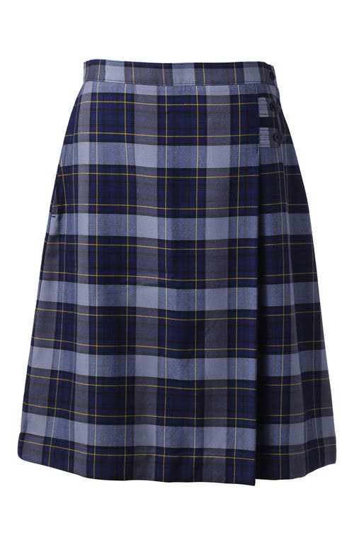 Shop Lands' End School Uniform Young  Plaid A-line Skirt Below The Knee In Classic Navy Plaid