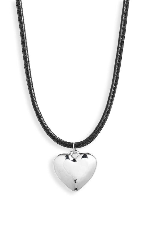 Shop Bp. Puffy Heart Pendant Necklace In Black- Rhodium