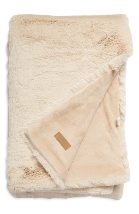 UnHide Lil Marsh Medium Faux Fur Blanket - Beige
