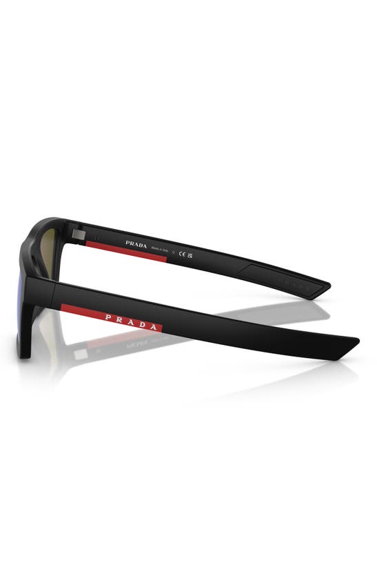 Prada 55mm Rectangular Sunglasses In Black/ Green Blue