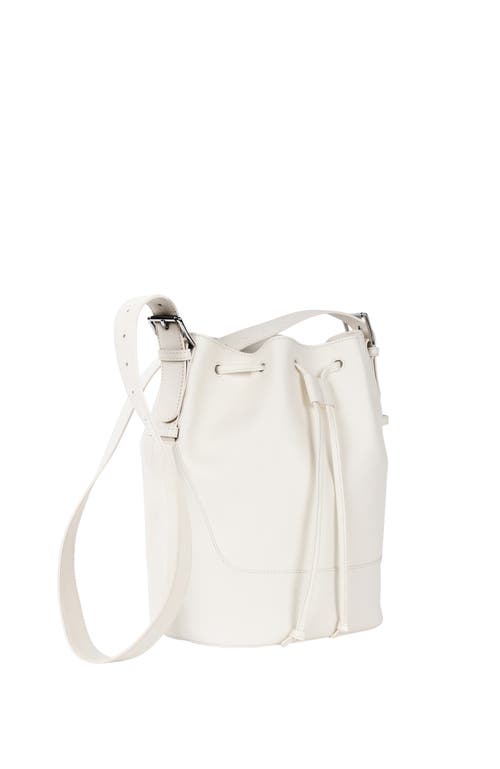 Shop Hyer Goods Upcycled Leather Everyday Cinch Bucket Bag In Cream