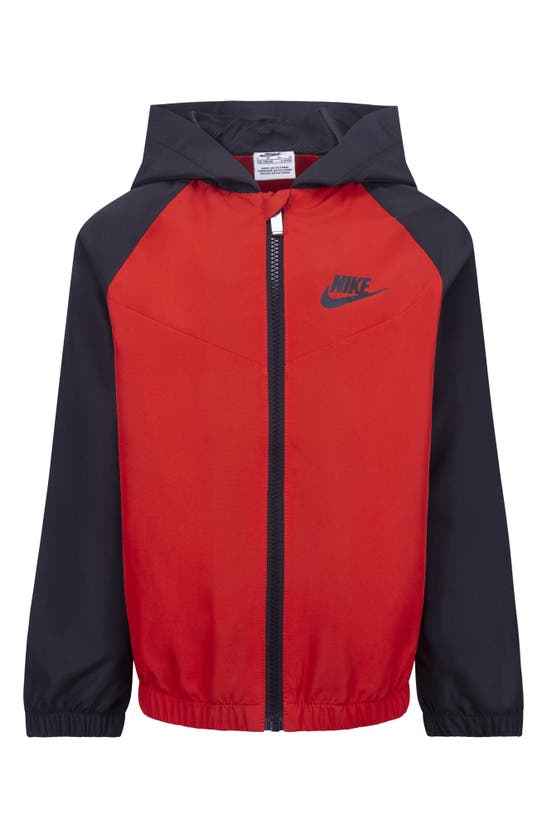 Nike Little Boys Split Futura Raglan Wind Runner In University Red