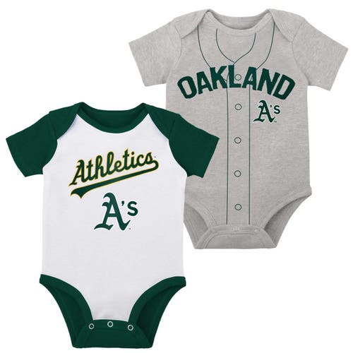 Outerstuff Newborn & Infant White/Heather Gray Oakland Athletics Little Slugger Two-Pack Bodysuit Set