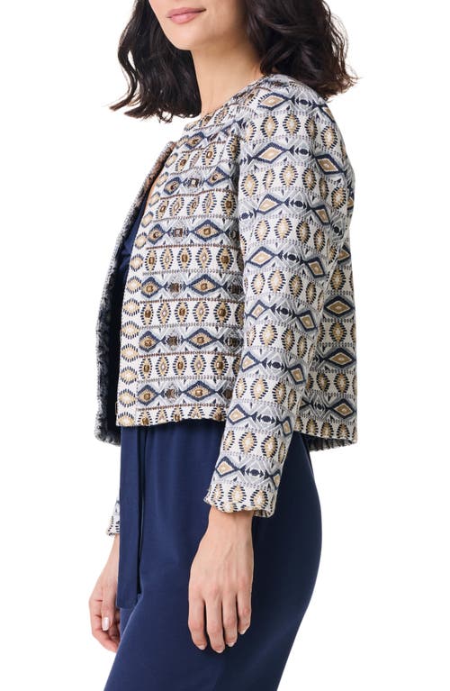 Nic + Zoe Nic+zoe Seaside Glimmer Embroidered Jacket In Neutral Multi