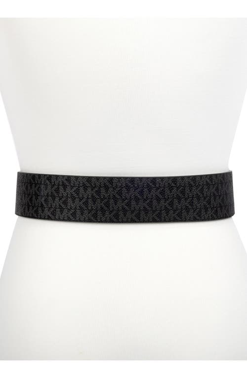 Shop Michael Michael Kors Logo Reversible Belt In Black/silver