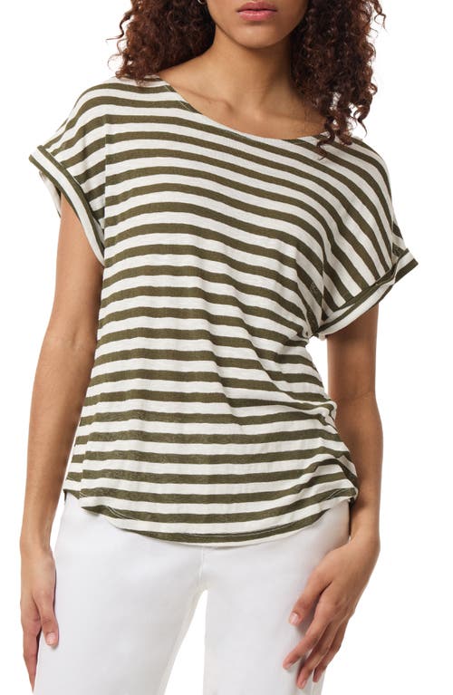 Stripe Cuff Sleeve T-Shirt in Jasper Green Multi