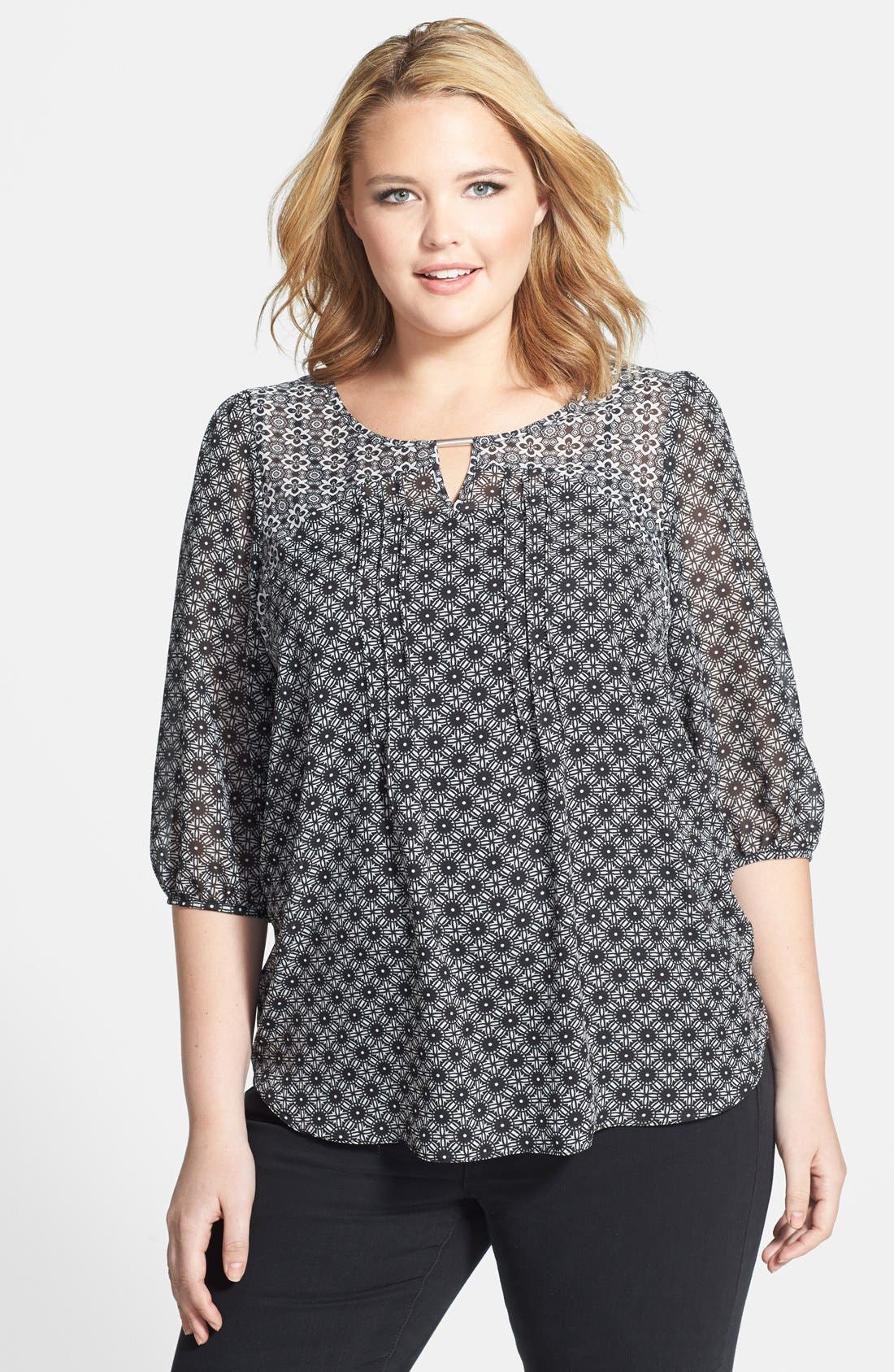 Evans Mixed Print Gypsy Top (Plus Size) Nordstrom