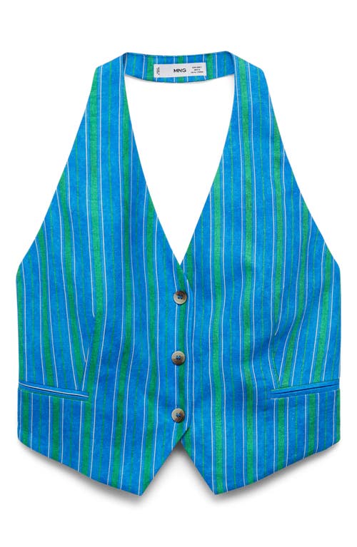 Shop Mango Moraima Stripe Halter Vest In Medium Blue