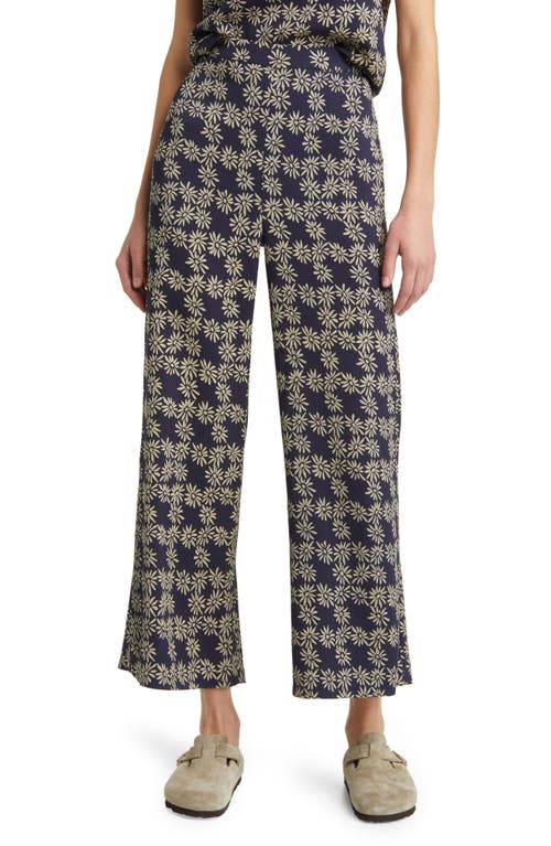 The Dance Floral Wide Leg Crop Pants in Navy Scattered Daisy