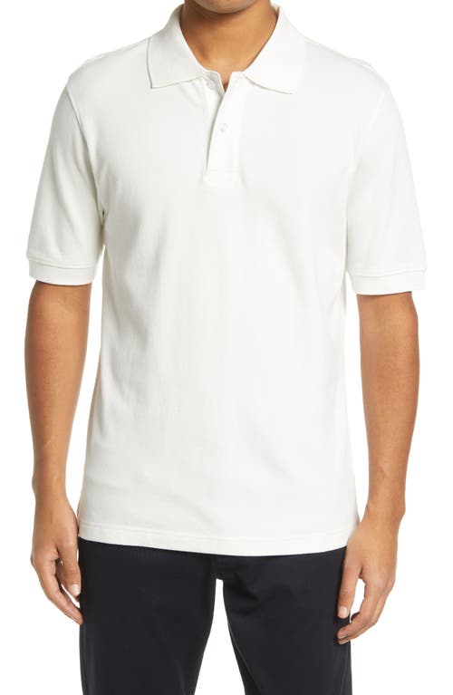 Men's Solid Pima Cotton Polo Shirt in White