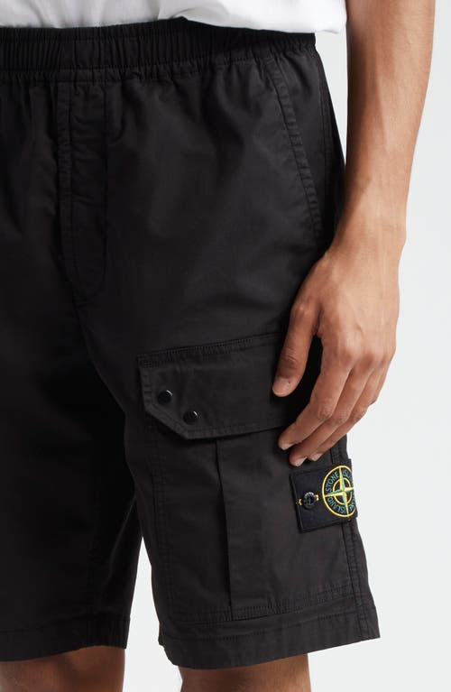 Shop Stone Island Stretch Cotton Cargo Bermuda Shorts In Black