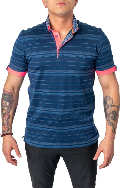 Maceoo Mozartcielon Short Sleeve Cotton Polo Blue at Nordstrom,