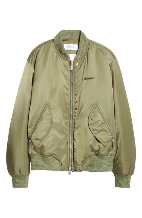 Shop Off-white Logo Embroidered Nylon Bomber Jacket In Four Leaf Clover