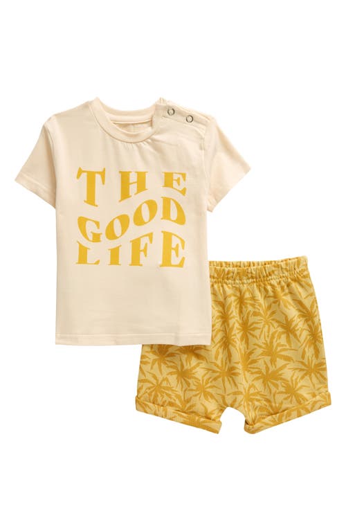 TINY TRIBE The Good Life Graphic T-Shirt & Shorts Set Mustard Multi at Nordstrom,