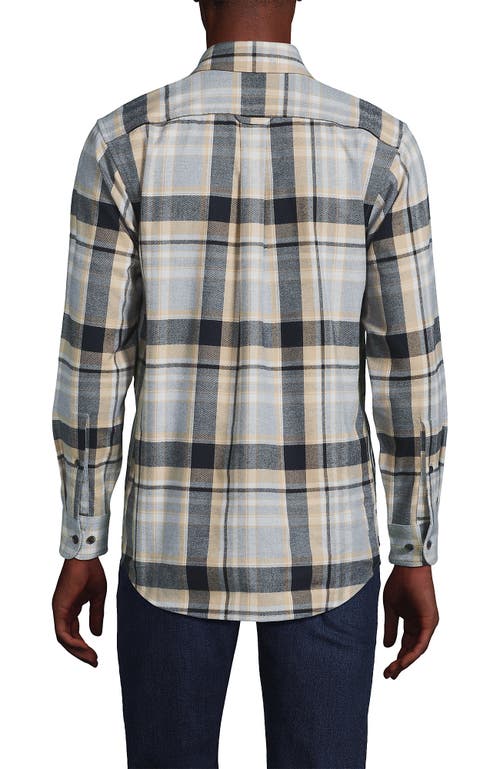 Shop Lands' End Traditional Fit Flagship Flannel Shirt In Gray Heather/black Slate Plaid