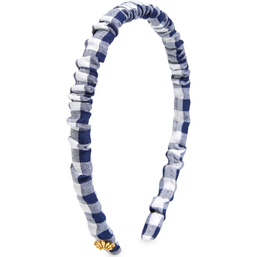 Lele Sadoughi Jessie Gingham Slim Headband In Navy