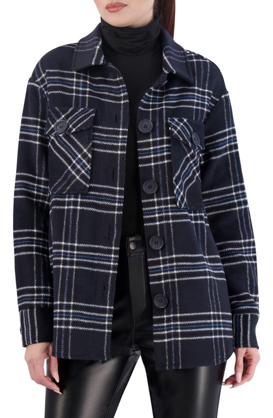 Shop Ookie & Lala Plaid Shacket In Navy