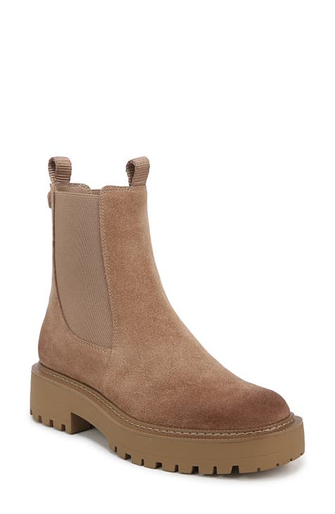 Beige suede chelsea boots womens best sale