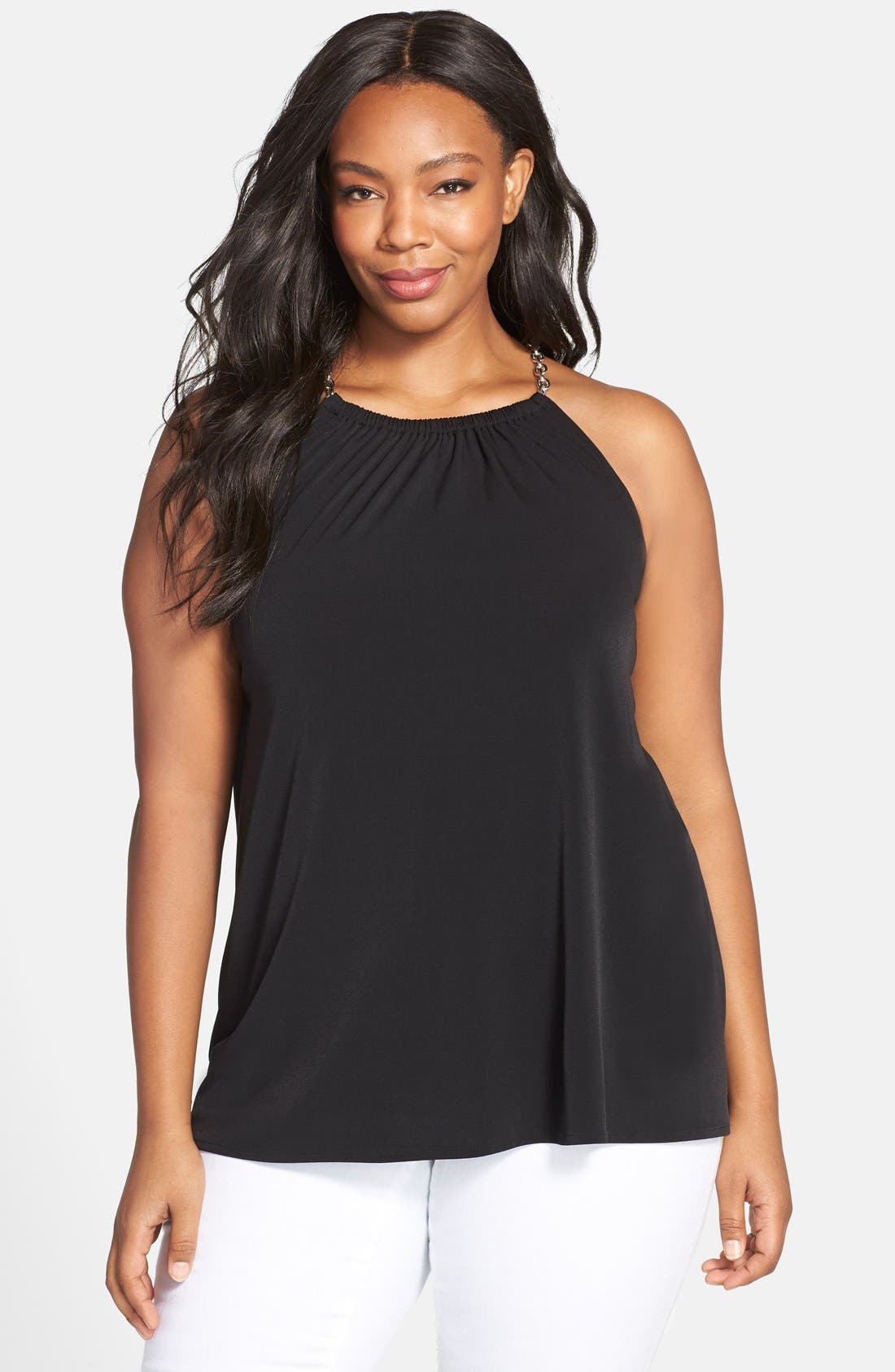 MICHAEL Michael Kors Chain Neck Jersey Halter Top (Plus Size) Nordstrom