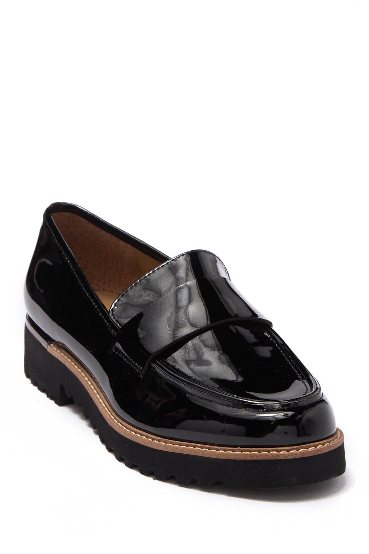 franco sarto black patent leather loafers