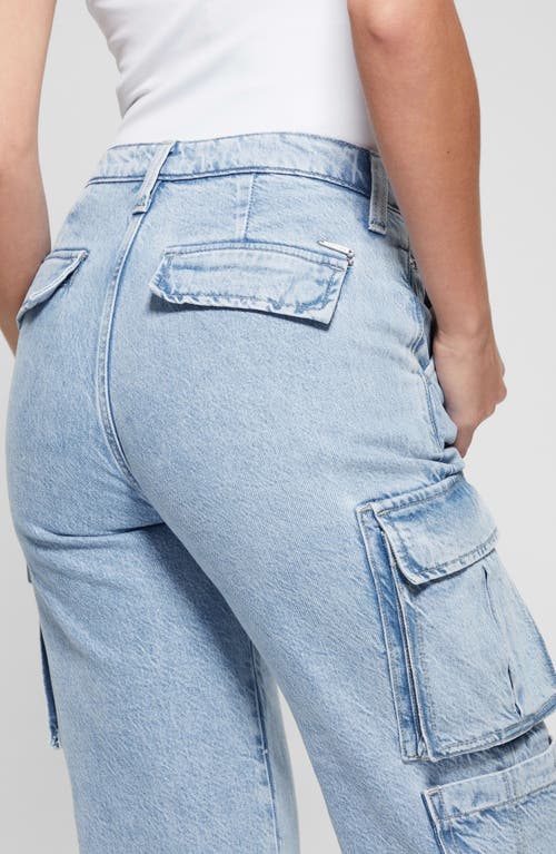 Guess Kori High Waist Nonstretch Denim Cargo Jeans In Day Dreamz