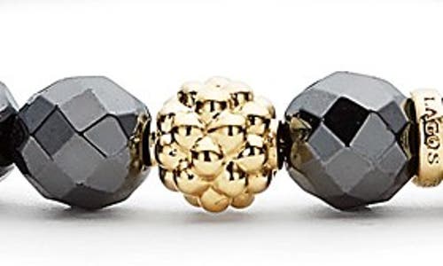 Lagos Caviar Icon Hematite Bracelet With 18k Gold Caviar Station In Hematite/gold