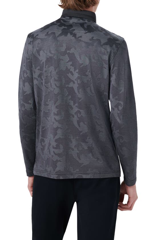 Bugatchi Three-button Long Sleeve Polo In Graphite