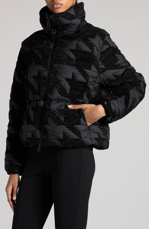 Shop Moncler Evandra Houndstooth Down Puffer Jacket In Black