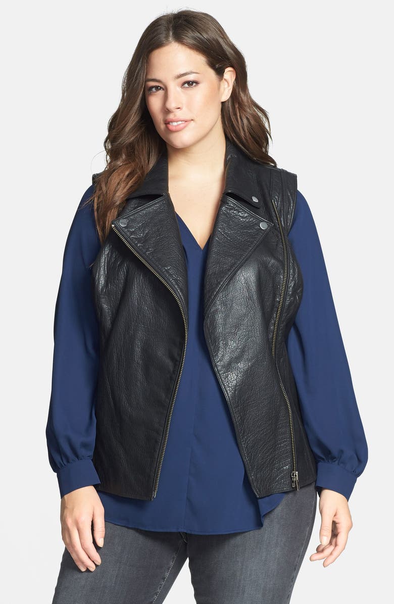 Sejour Leather Moto Vest (Plus Size) | Nordstrom