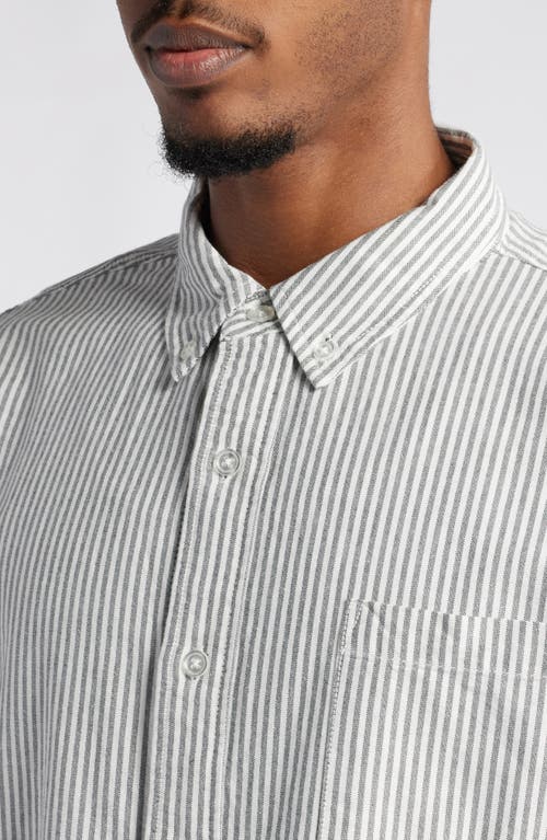 Shop Elwood Stripe Oxford Button-down Shirt In Coal Pinstripe