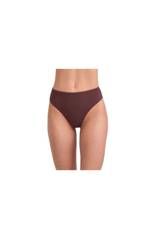 Au Naturel by Gottex Solid Textured high leg waist swim bottom Brunette at Nordstrom,