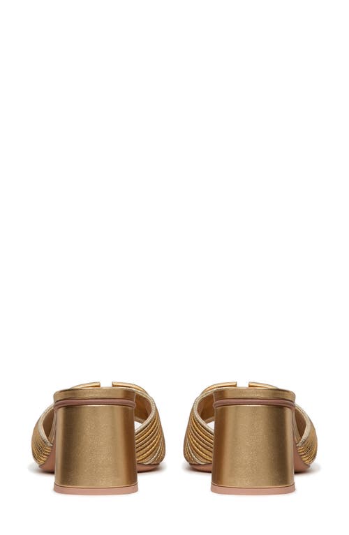 Valentino Garavani Vlogo Signature Metallic Slide Sandal With Cornely Embroidery 60mm Woman Gold 41 In Star Gold Multicolor