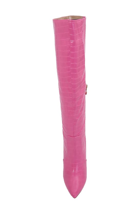 Shop Berness Aster Croc Embossed Boot In Hot Pink