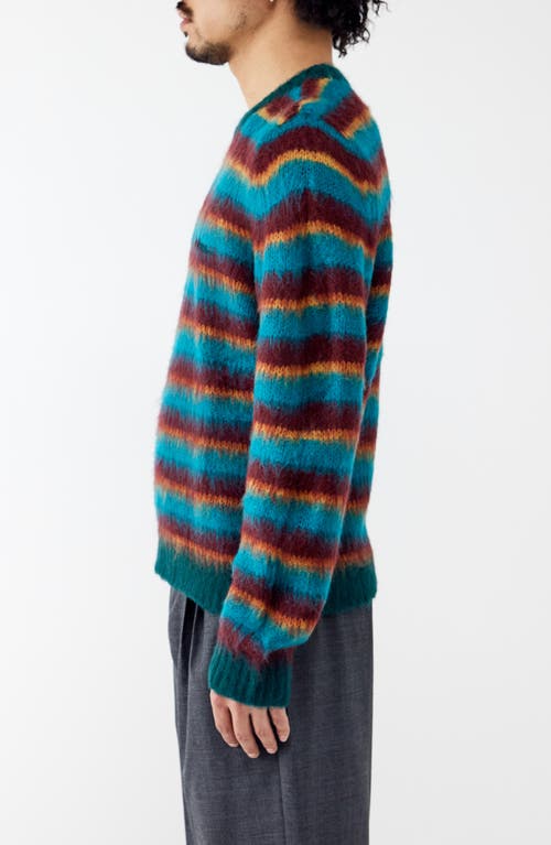 Shop Iets Frans Fluffy Stripe Sweater In Green Burgundy