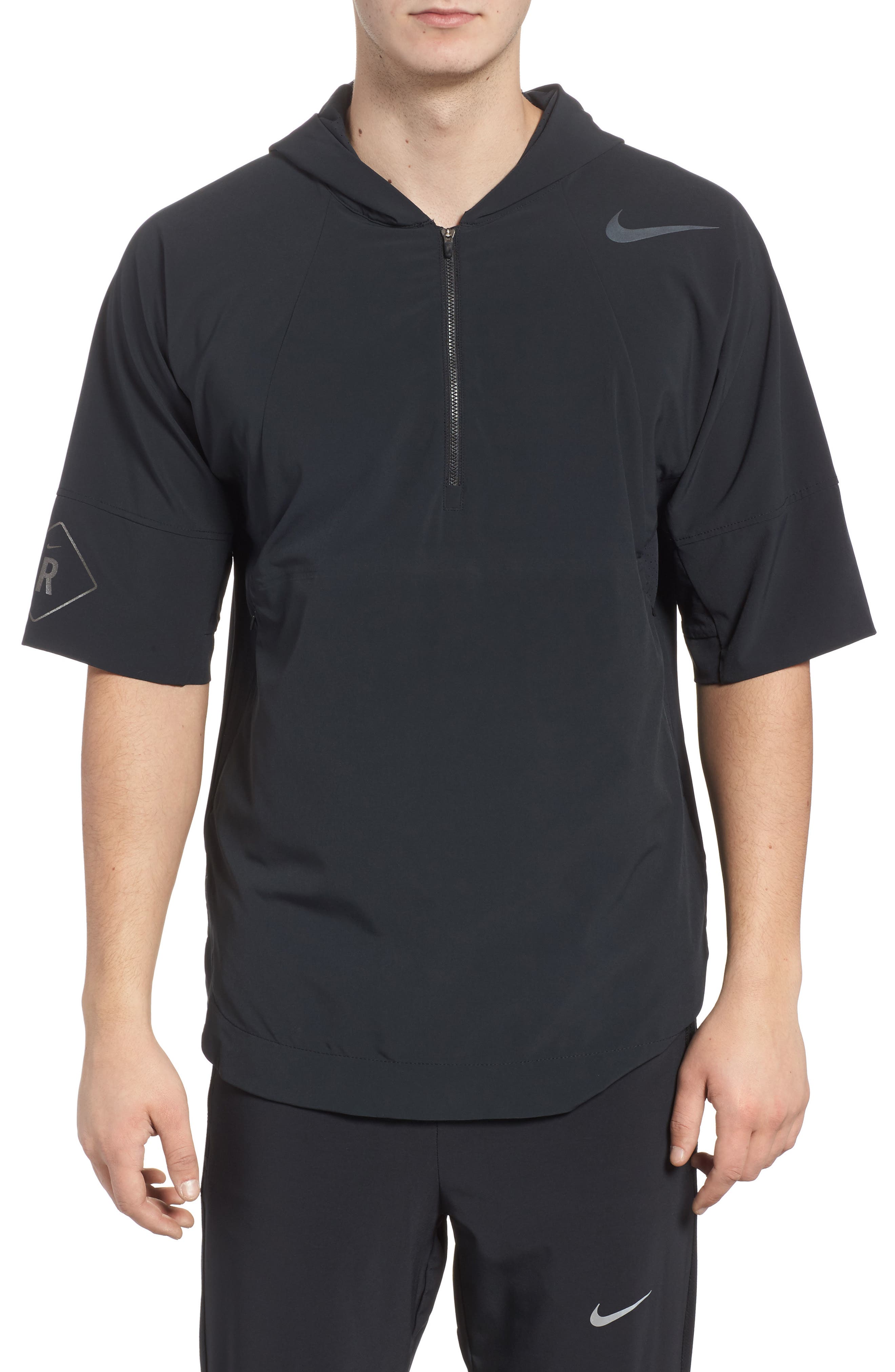 Nike Running Division Short Sleeve DWR Running Hoodie Nordstrom