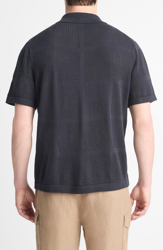 Vince Patchwork Pointelle Short Sleeve Cardigan In Light Coastal