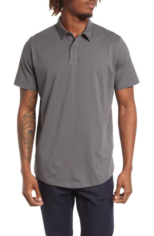 LIVE LIVE Solid Pima Cotton Polo in Grey Skies