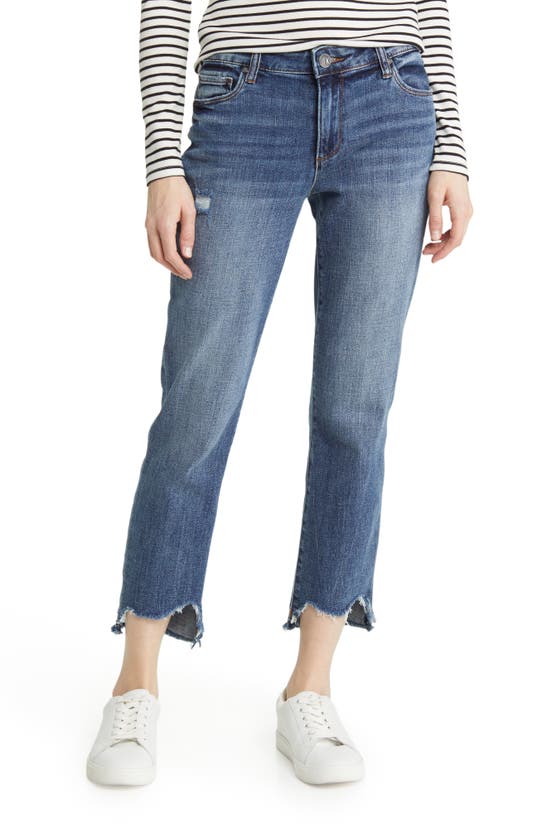 Kut From The Kloth Reese Destroyed Hem Ankle Straight Leg Jeans In Aligned