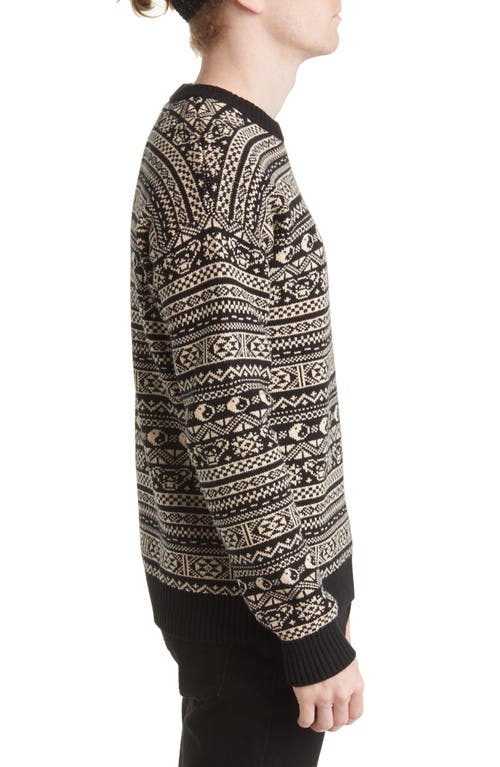 Shop Schott Nyc Bear Motif Fair Isle Sweater In Beige/black