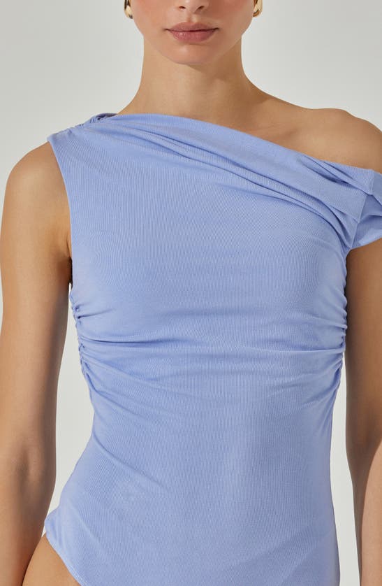 Shop Astr Fiora One-shoulder Bodysuit In Periwinkle