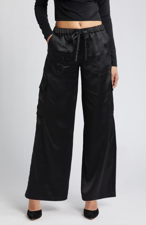Satin High Waisted Belted Pant