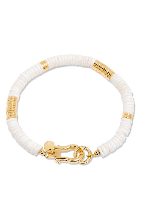 Capri Beaded Shell Bracelet in Gold/White