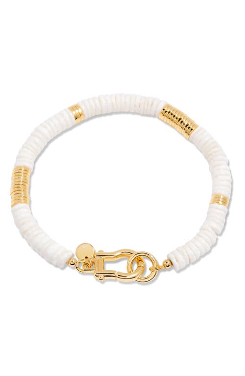 Shop Brook & York Brook And York Capri Beaded Shell Bracelet In Gold/white