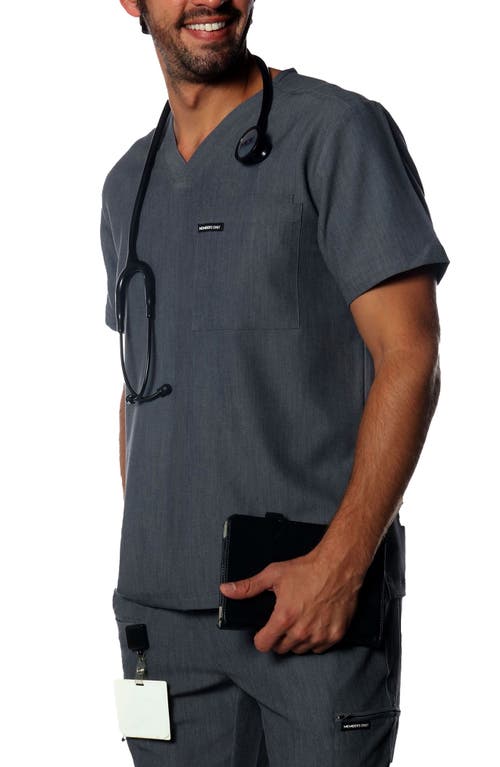 Shop Members Only Brighton 3-pocket Scrub Top In Graphite