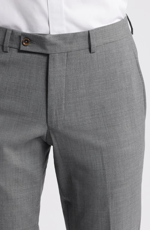 Jack Victor Patrick Flat Front Stretch Wool Dress Pants In Medium Grey