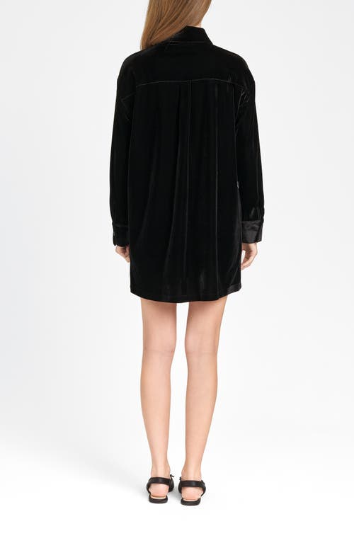 Shop Wayf Briella Long Sleeve Velvet Shirtdress In Black