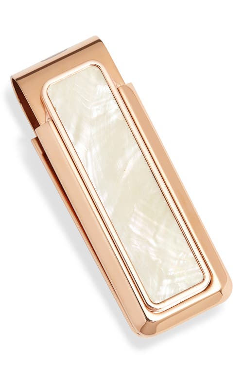 M-Clip Mother-of-Pearl Money Clip in Rose Gold/White Pearl at Nordstrom