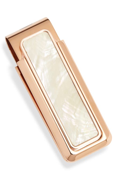 Shop M Clip M-clip® Mother-of-pearl Money Clip In Rose Gold/white Pearl