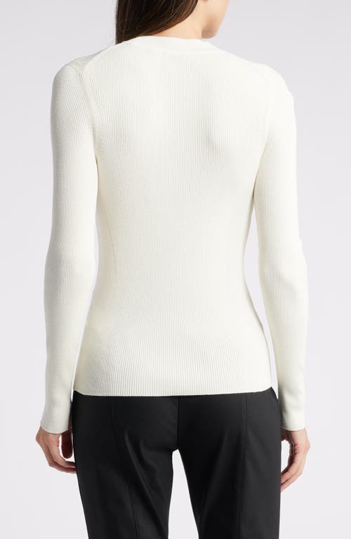 Shop Hugo Boss Boss Feskiera Rib Mock Neck Sweater In Soft Cream