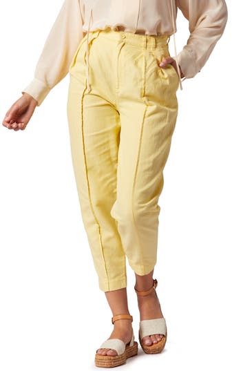 Shop Joie Nat Cotton & Linen Crop Pants In Dusky Citron
